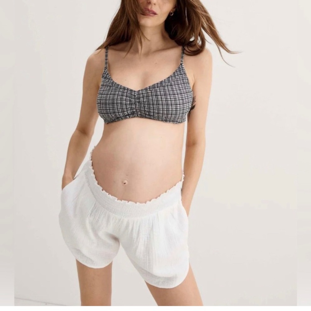 Hatch White Gauze Elastic Waist Women Shorts